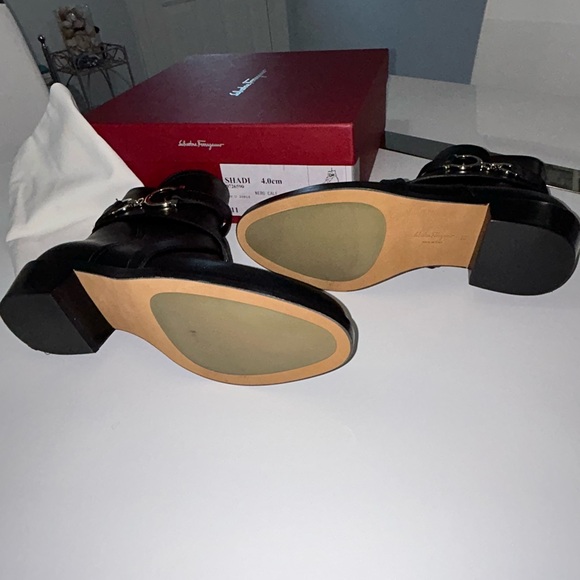 New in box never worn Salvatore Ferragamo Black Ankle Boots with Gold Detail - Picture 2 of 6